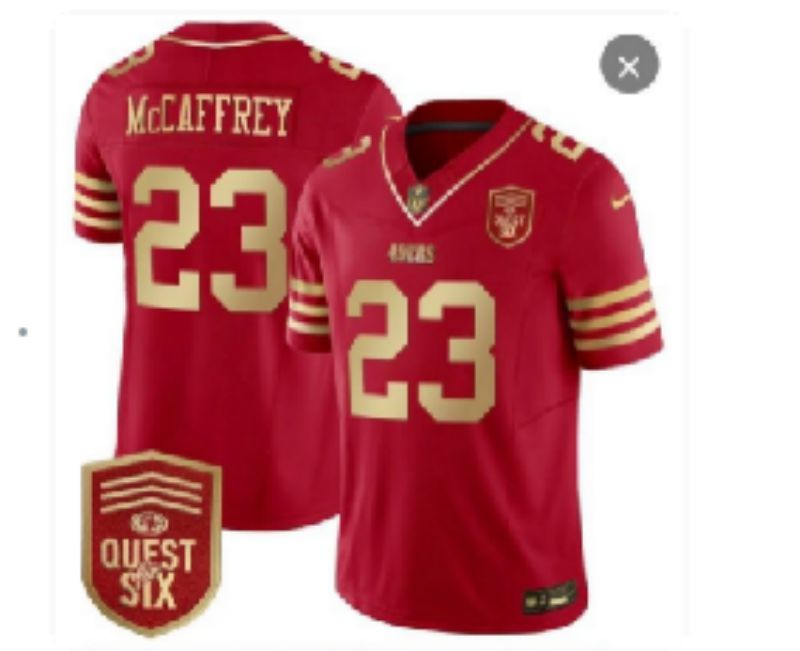 Men 2025 San Francisco 49ers #23 Mccaffrey red Limited Nike NFL Jersey style 0131